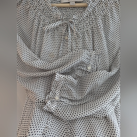 LOFT White Retro Polka Dot Blouse S Small - Picture 5 of 6
